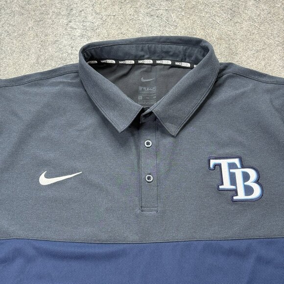 Tampa Bay Rays Nike Polo Shirt Men 3XL Blue Colorblock Performance DRI-FIT - Picture 1 of 14